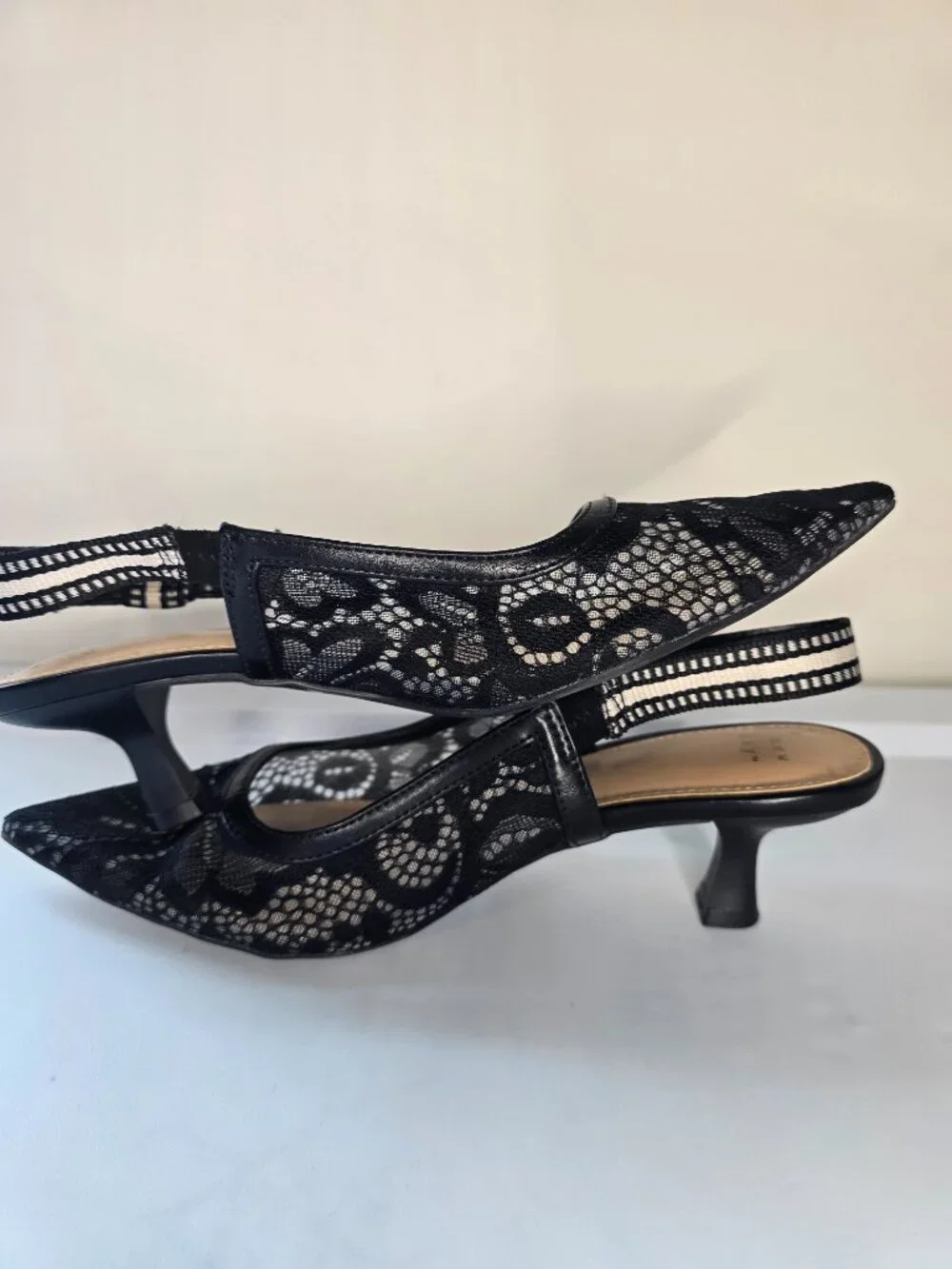 Target - A New Day Milan Slingback Kitten Pumps - Two Pairs - Tan & Black Lace - Picture 11 of 13